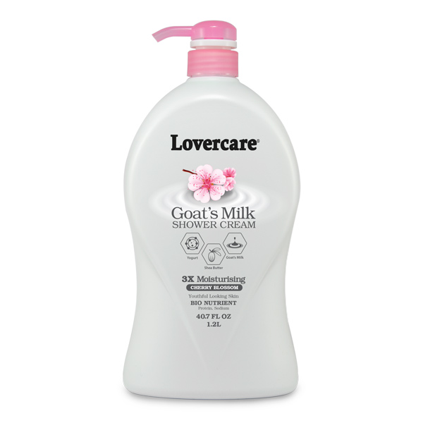 Lovercare Goat's Milk Shower Cream  - 40.7 OZ (1200ml)-CHERRY BLOSSOM