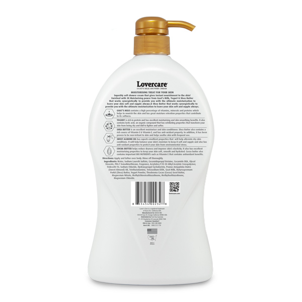 Lovercare Goat's Milk Shower Cream 40.7 OZ (1200ML)-ALMOND OIL & COCOA BUTTER