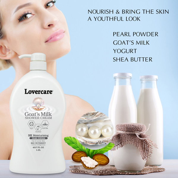 Lovercare Goat's Milk Shower Cream - 40.7 OZ (1200ML) - PEARL