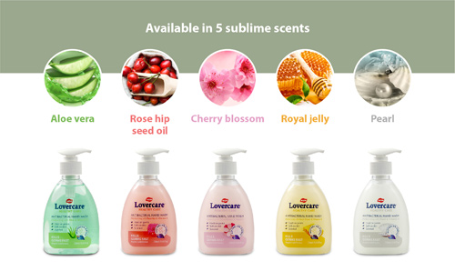 4-PACK Lovercare Antibacterial Hand Wash Cherry Blossom 8.45 fl. oz - 250ml