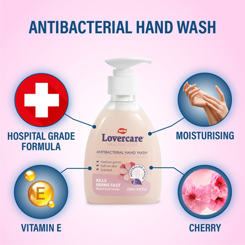 4-PACK Lovercare Antibacterial Hand Wash Cherry Blossom 8.45 fl. oz - 250ml