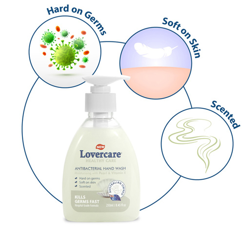 4-PACK Lovercare Antibacterial Hand Wash Pearl 8.45 fl. oz - 250ml